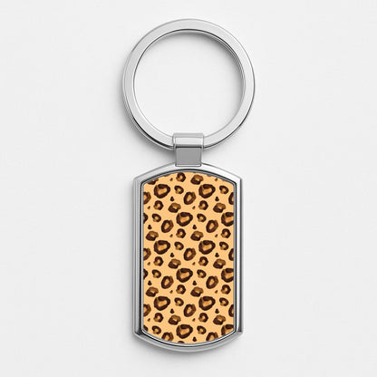 Watercolour Cheetah Print Silver Keyring