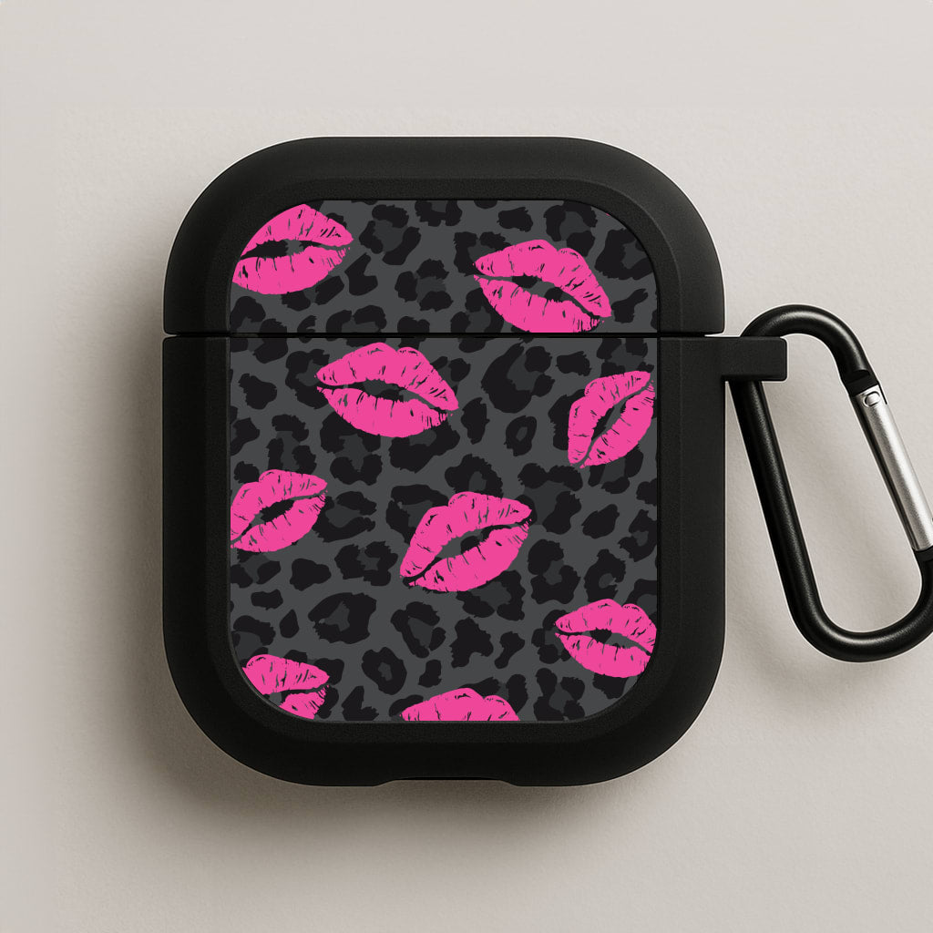 Pink Lipstick Cheetah Print AirPods Case