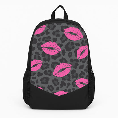 Pink Lipstick Cheetah Print Large Backpack