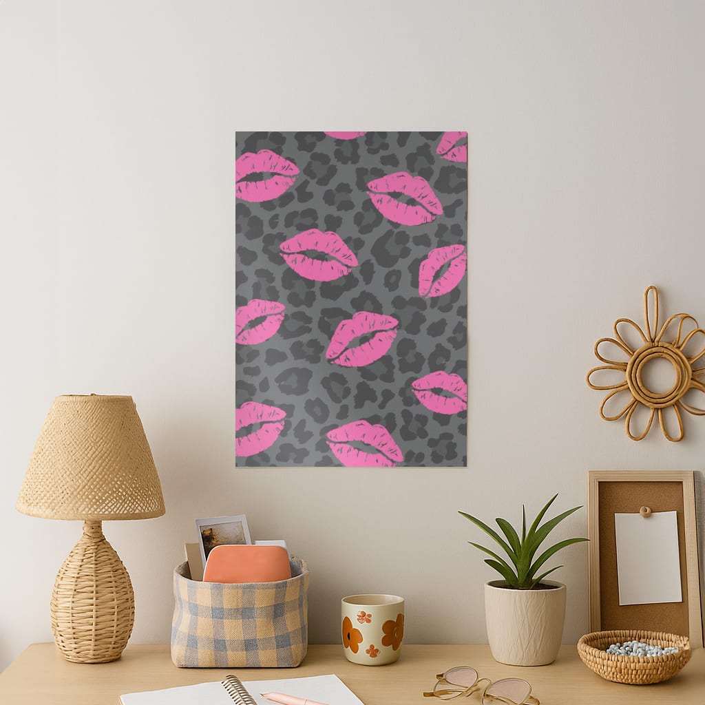 Pink Lipstick Cheetah Print Art Print