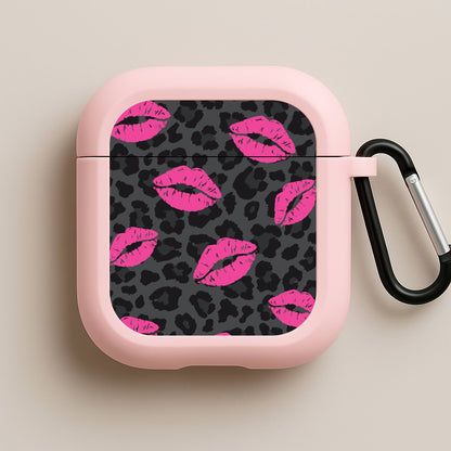 Pink Lipstick Cheetah Print Pink AirPods Case