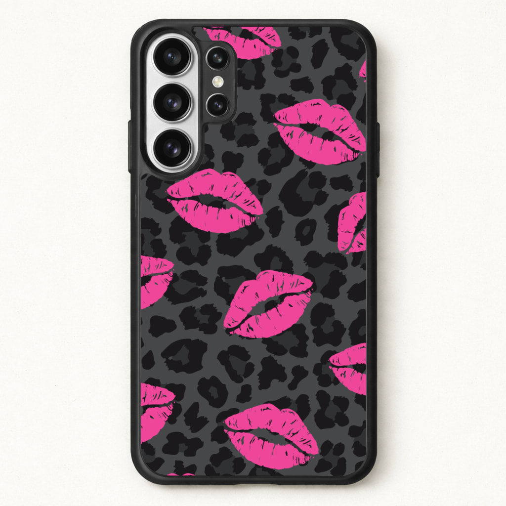 Pink Lipstick Cheetah Print Phone Case for Galaxy S26 Ultra