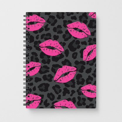 Pink Lipstick Cheetah Print Notebook