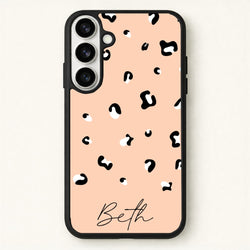 Personalised Name Cheetah Print Phone Case for Galaxy S26