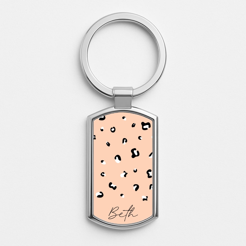 Personalised Name Cheetah Print Luxury Keyring
