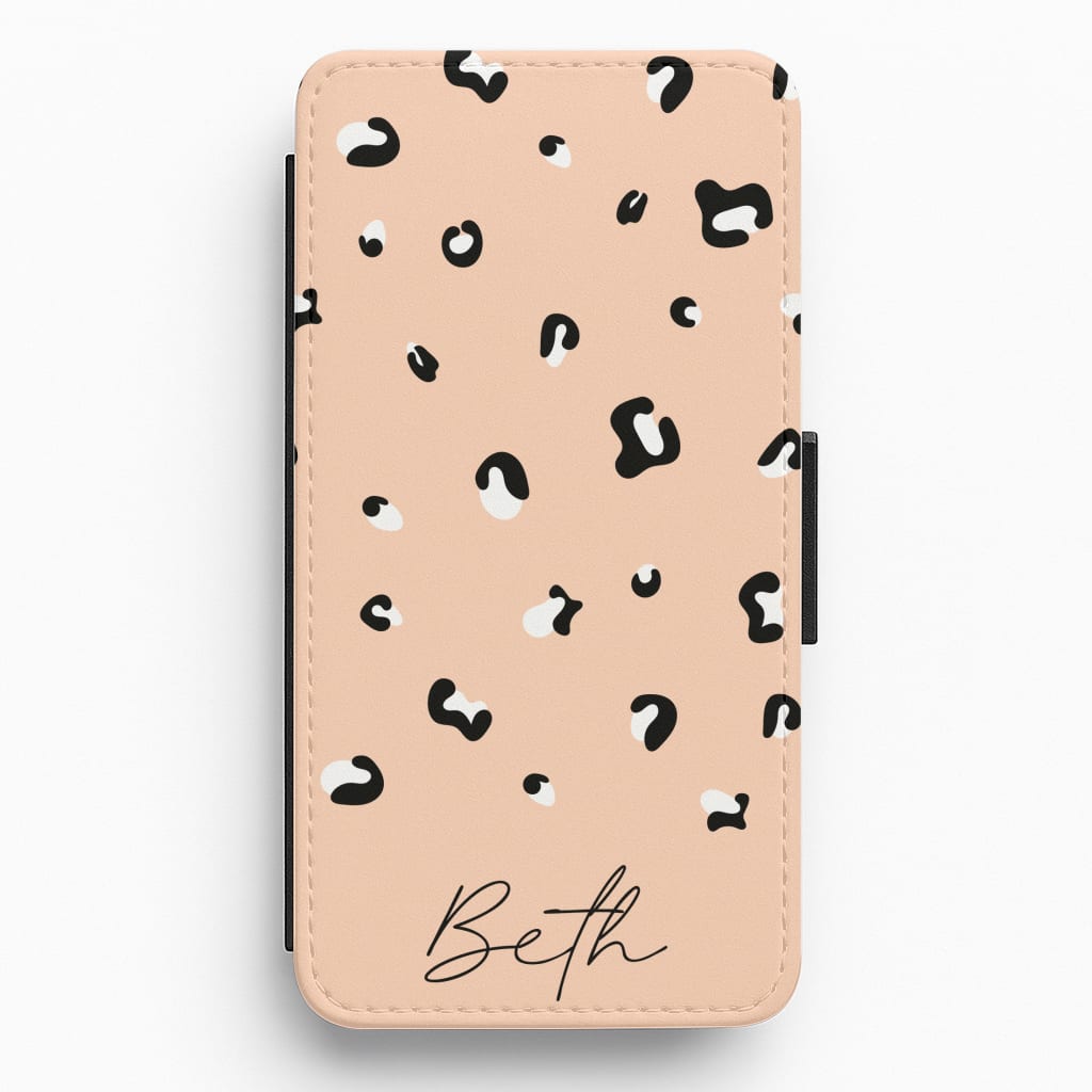 Personalised Name Cheetah Print Flip / Wallet Phone Case