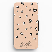 Personalised Name Cheetah Print Flip / Wallet Phone Case 1