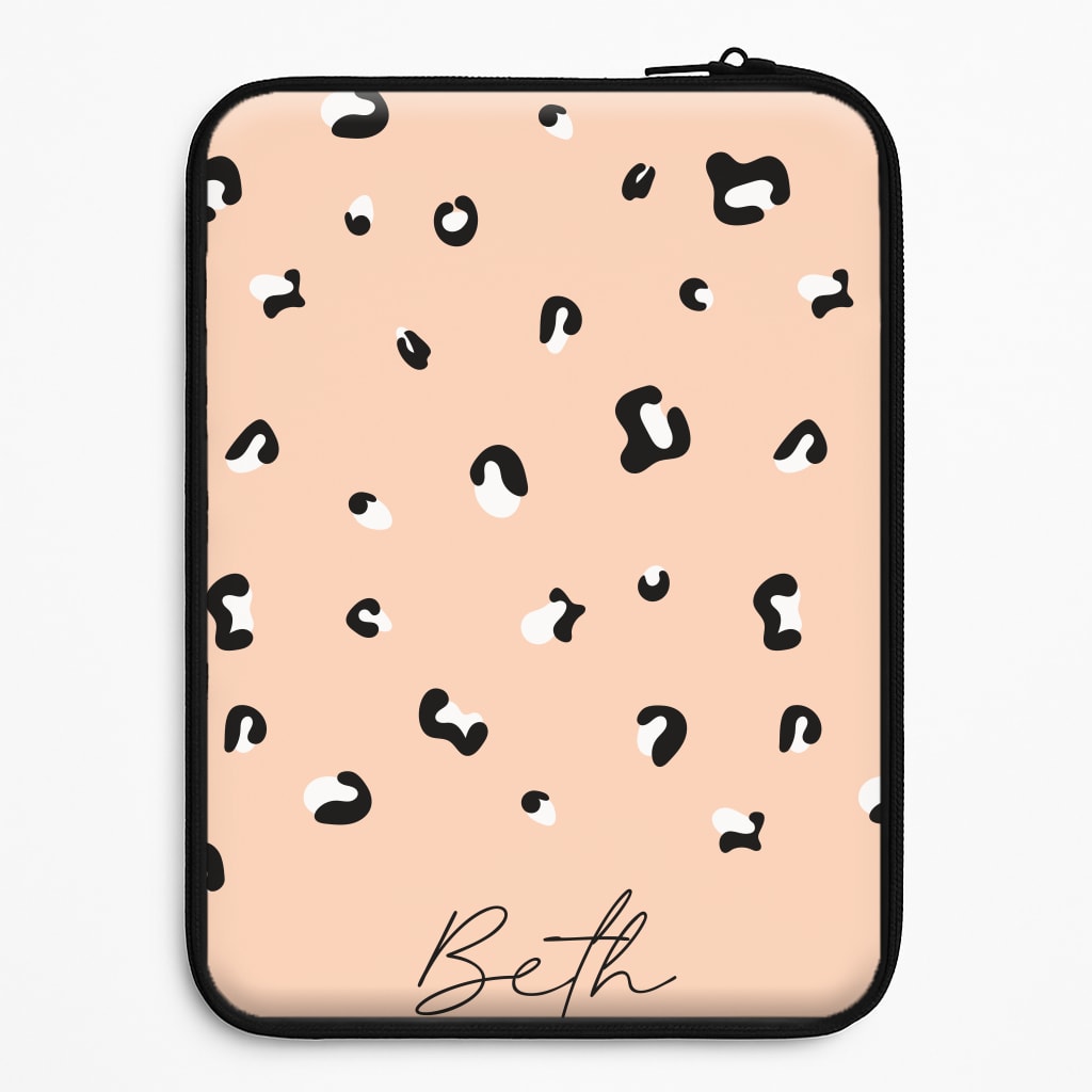 Personalised Name Cheetah Print Laptop Sleeve