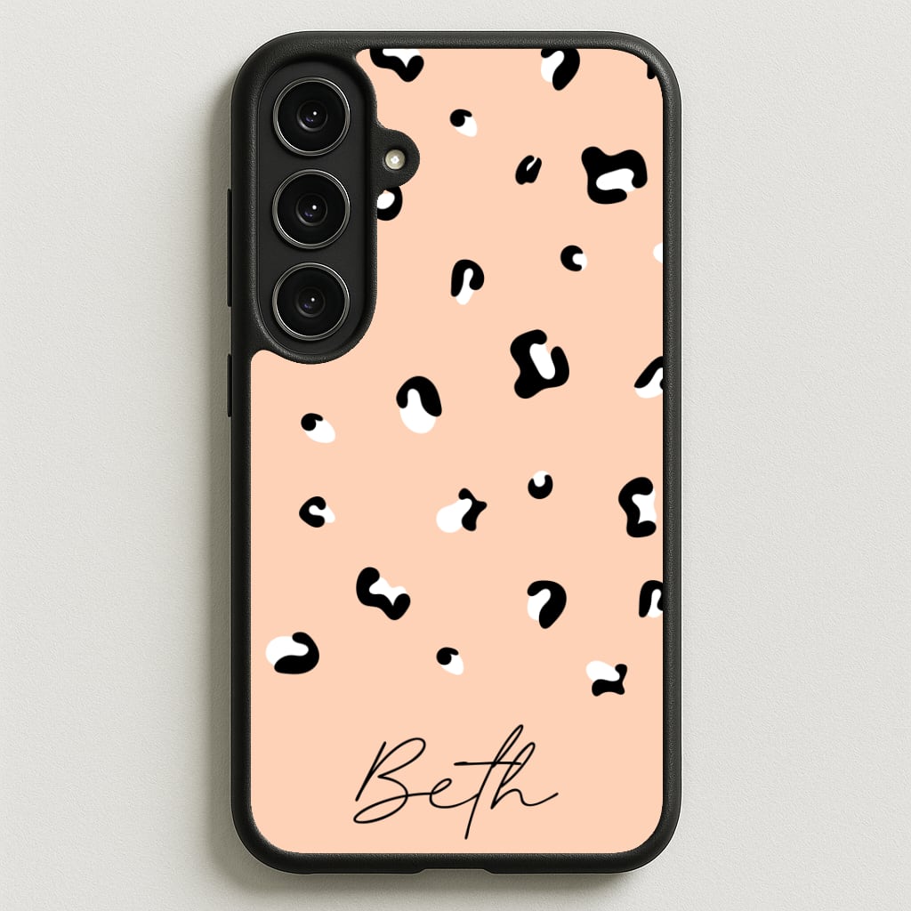 Personalised Name Cheetah Print Phone Case for Galaxy S25FE
