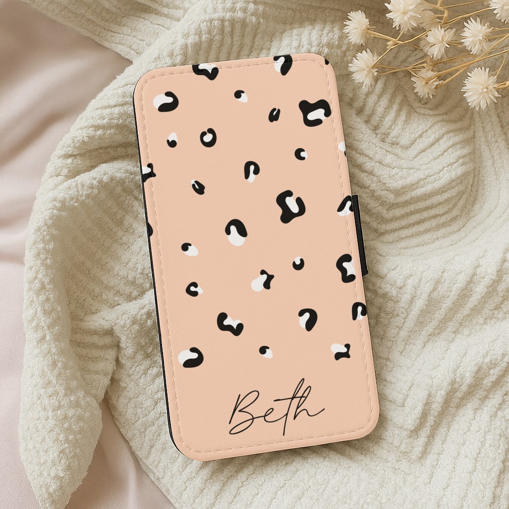 Personalised Name Cheetah Print Wallet Phone Case