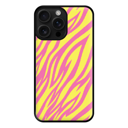 Neon Zebra Print Phone Case for iPhone 16 Pro Max