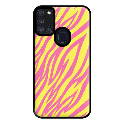 Neon Zebra Print Phone Case for Galaxy A21s