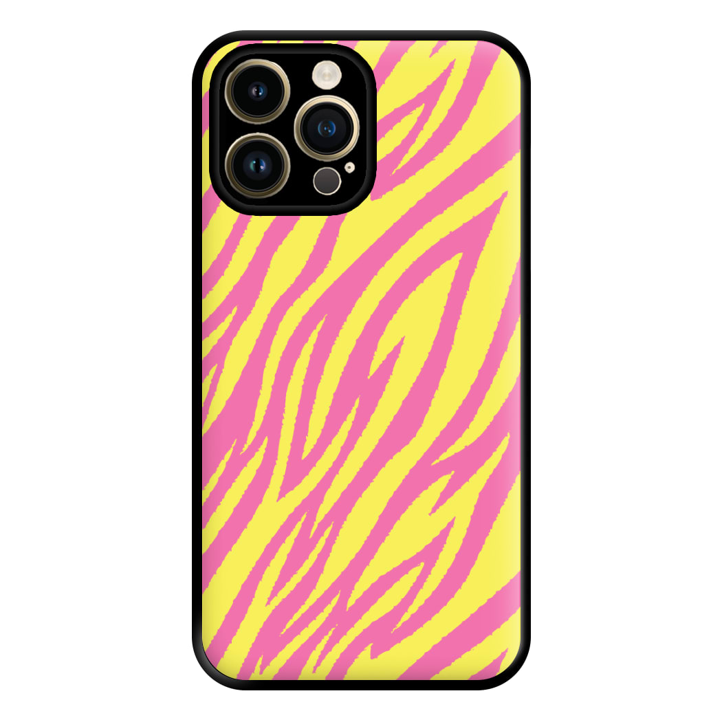 Neon Zebra Print Phone Case for iPhone 14 Pro Max