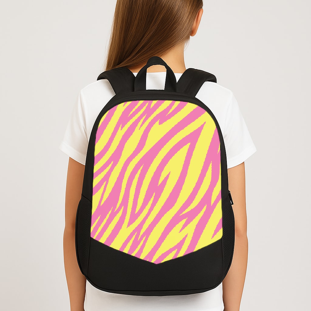 Neon Zebra Print Large School Bag