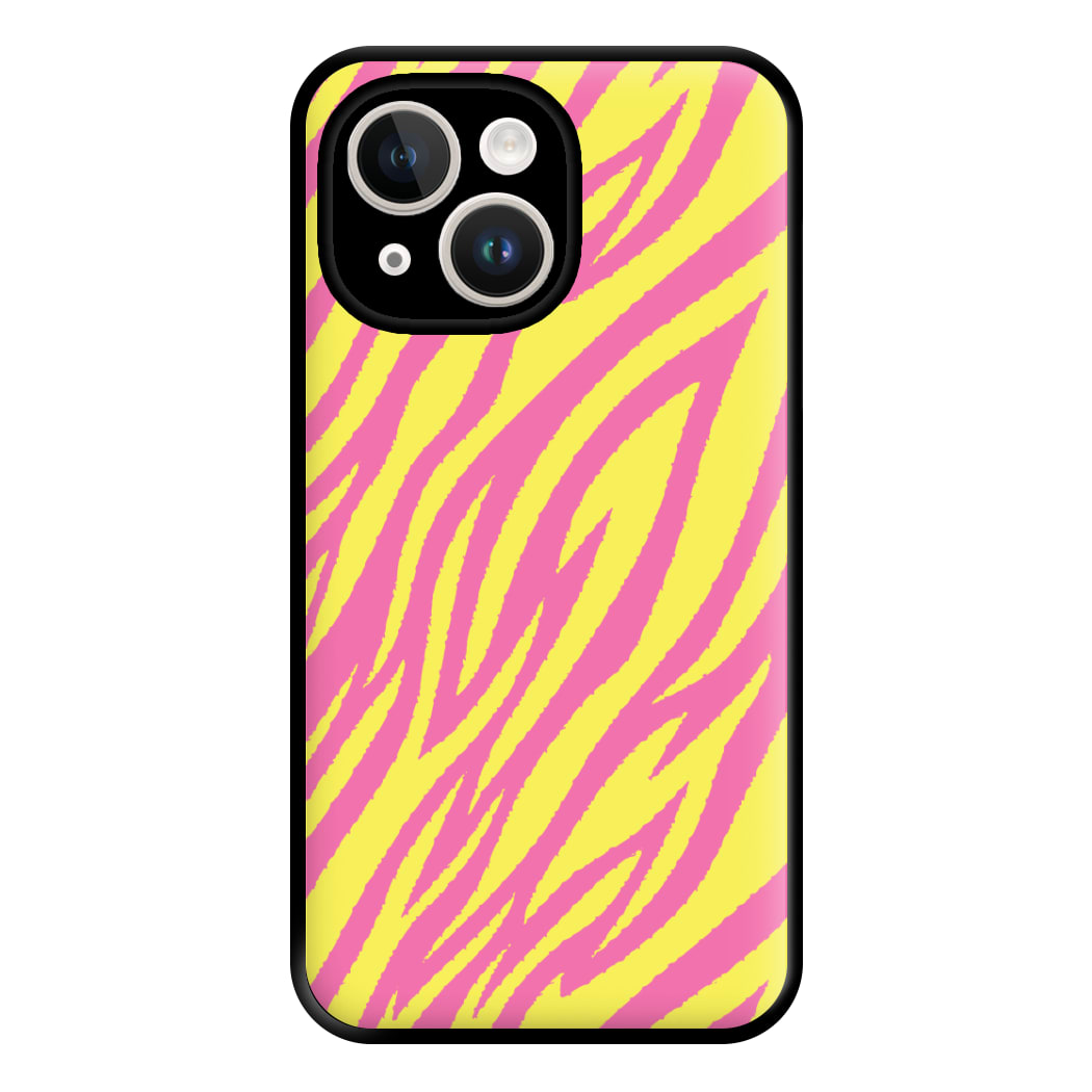 Neon Zebra Print Phone Case for iPhone 14 Plus