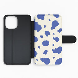 Blue Cow Print Flip Phone Case