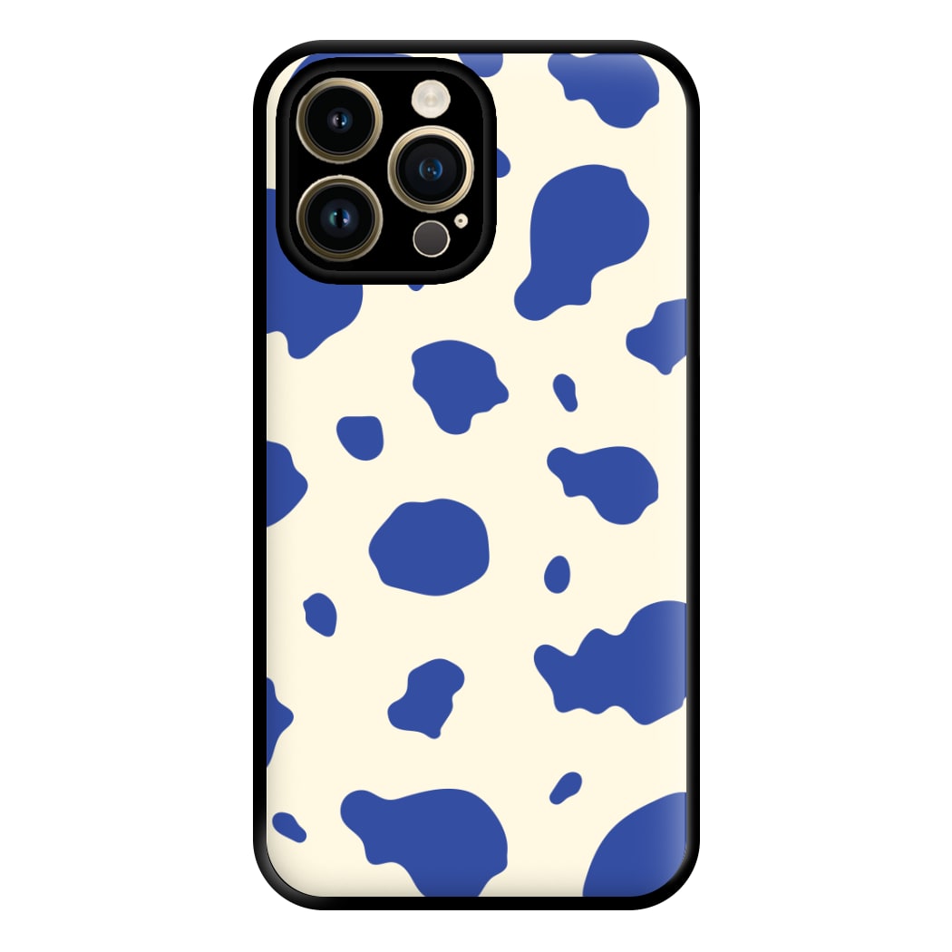 Blue Cow Print Phone Case for iPhone 14 Pro Max
