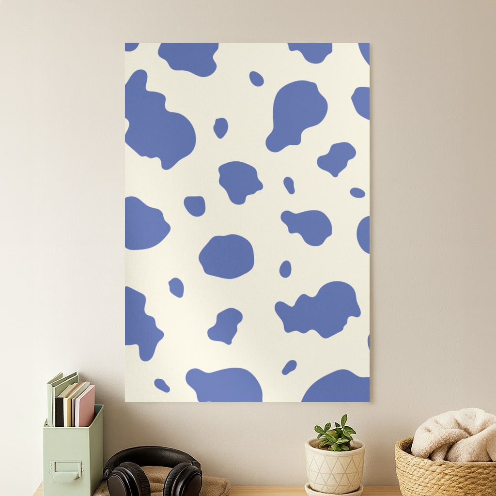 Blue Cow Print Poster