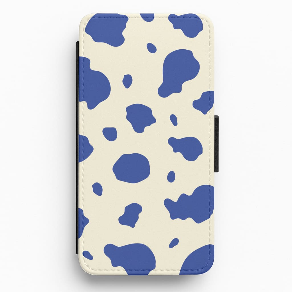 Blue Cow Print Flip / Wallet Phone Case