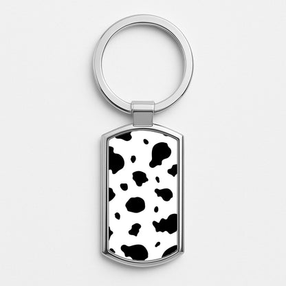 Cow Print 2 Silver Keyring