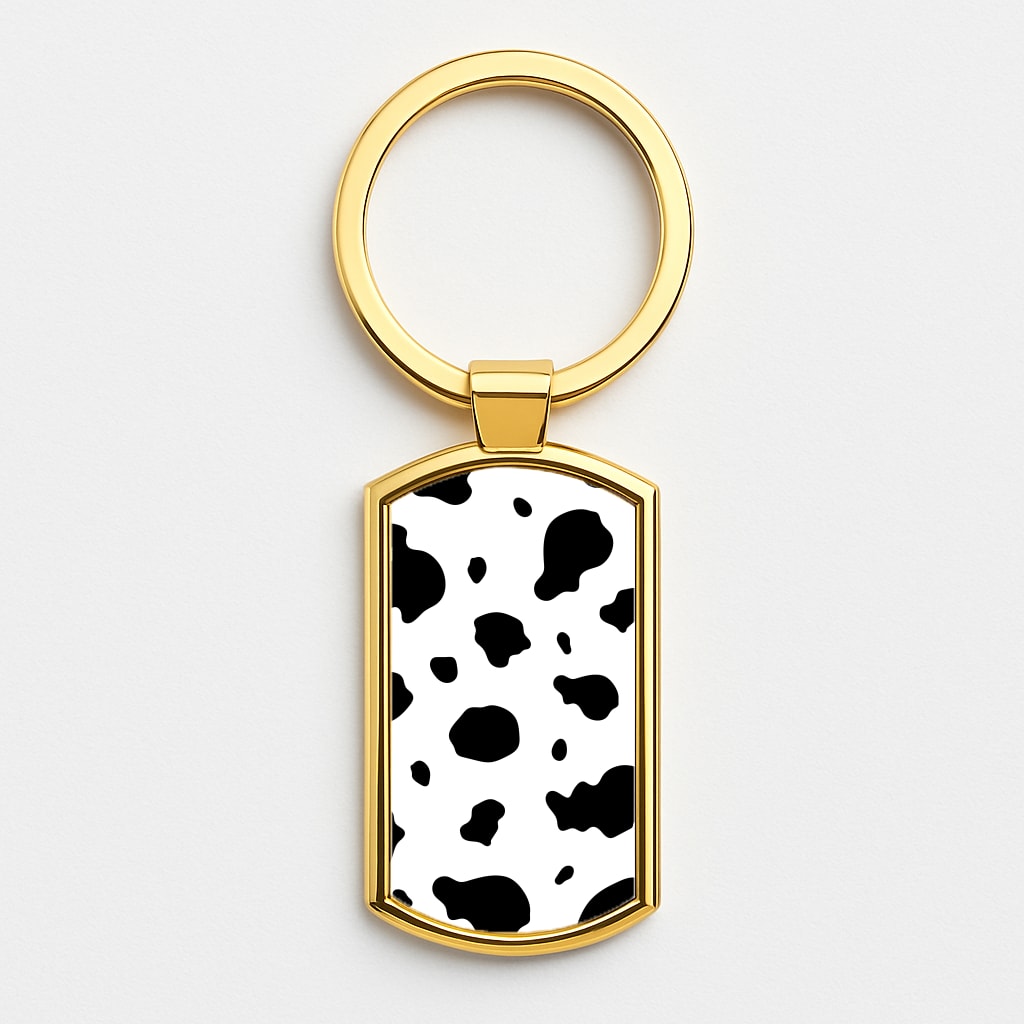 Cow Print 2 Gold Keyring