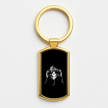Smoking Monkey Gold Keyring