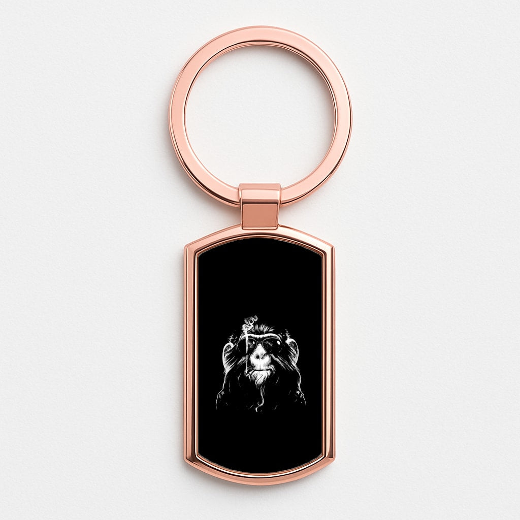 Smoking Monkey Rose Gold Keyring