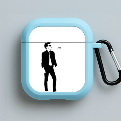 A Monkeys Silhouette Blue AirPods Case