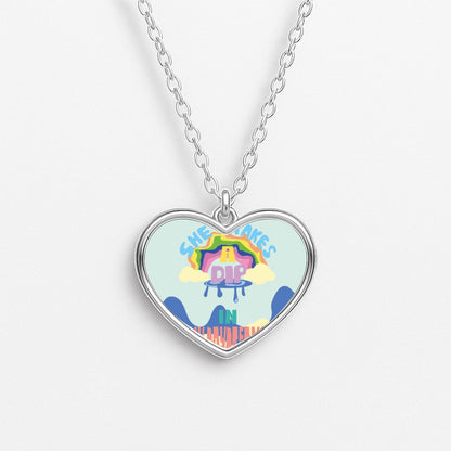 She takes a dip in my daydreams Heart Necklace