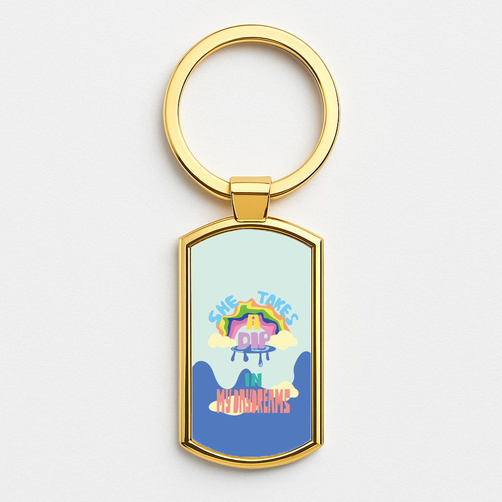 She takes a dip in my daydreams Gold Keyring