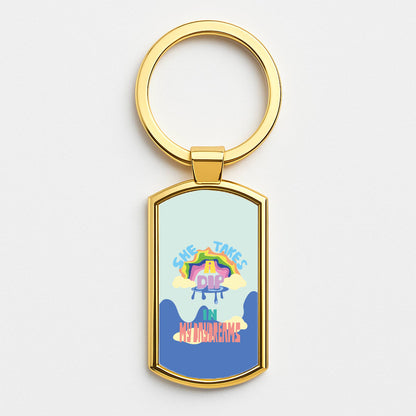 She takes a dip in my daydreams Gold Keyring