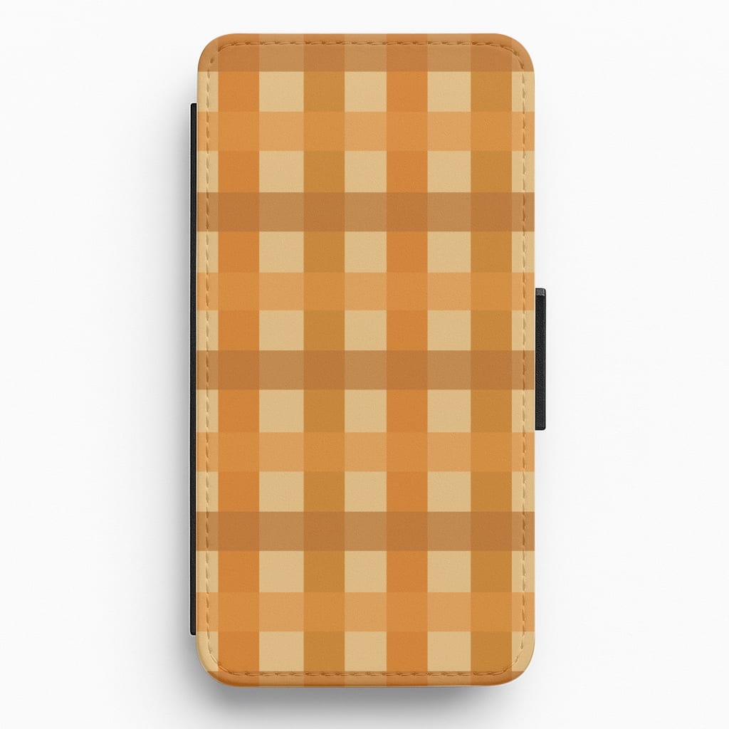 Orange Plaid Pattern- Autumn Flip / Wallet Phone Case