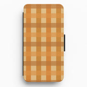 Orange Plaid Pattern- Autumn Flip / Wallet Phone Case 1