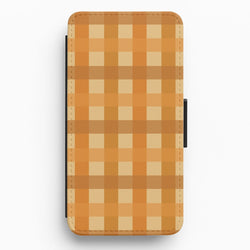 Orange Plaid Pattern- Autumn Flip / Wallet Phone Case