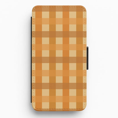 Orange Plaid Pattern- Autumn Flip / Wallet Phone Case