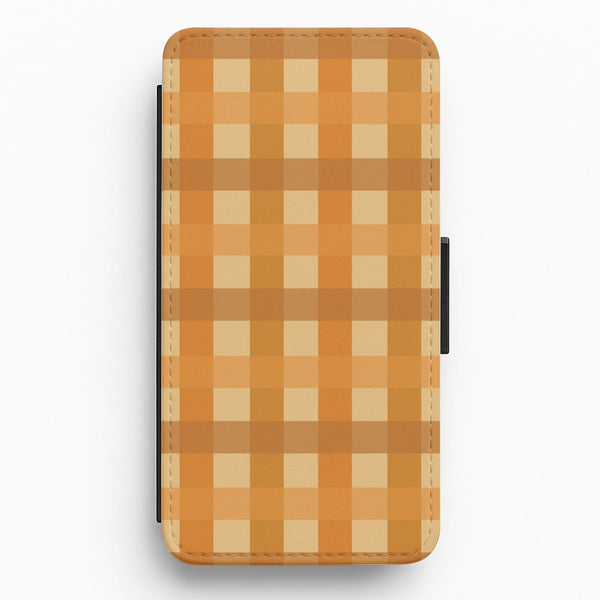 Orange Plaid Pattern- Autumn Flip / Wallet Phone Case