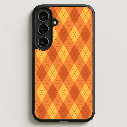 Orange Argyle Pattern Phone Case for Galaxy S25FE