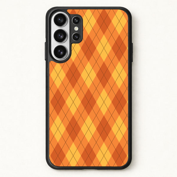 Orange Argyle Pattern Phone Case for Galaxy S26 Ultra