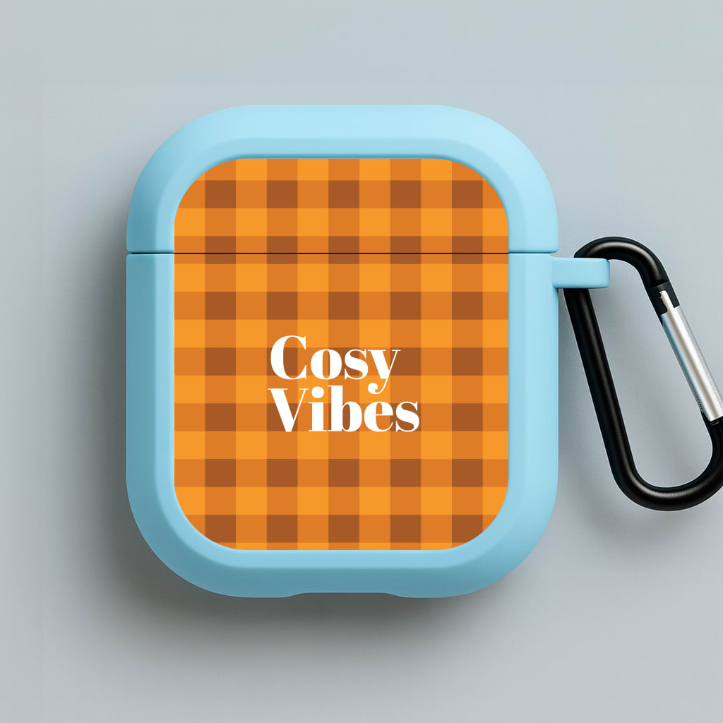 Checkered Cosy Vibes Blue AirPods Case