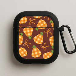 Tartan Pumpkins And Bows Pattern AirPods Case