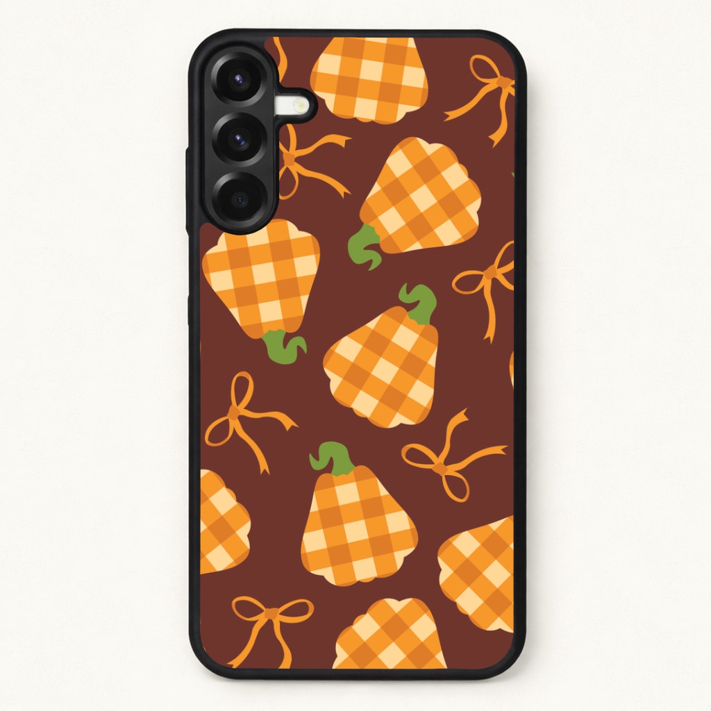 Tartan Pumpkins And Bows Pattern Phone Case for Galaxy A57