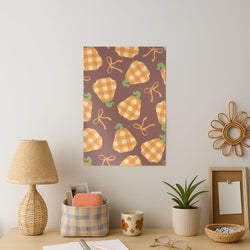 Tartan Pumpkins And Bows Pattern Art Print