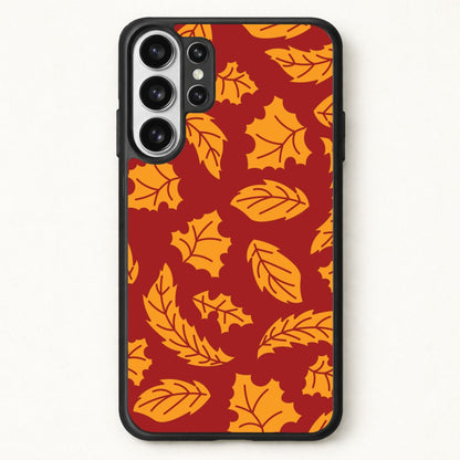Orange Leaves Pattern Phone Case for Galaxy S26 Ultra