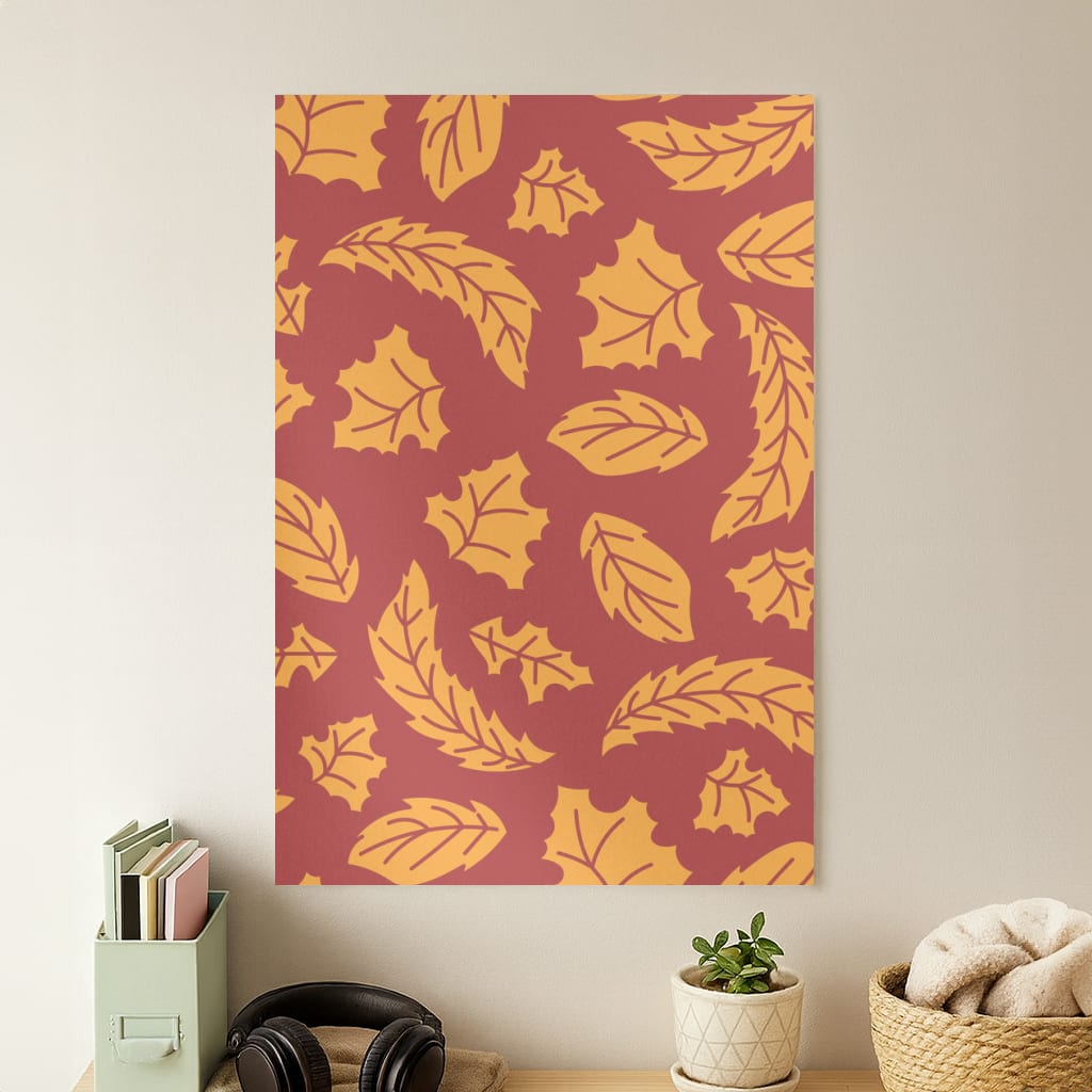 Orange Leaves Pattern Poster