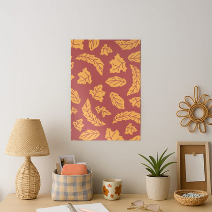 Orange Leaves Pattern Art Print
