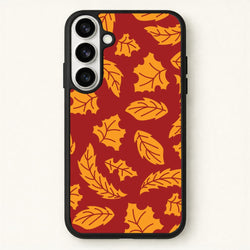 Orange Leaves Pattern Phone Case for Galaxy S26 Plus