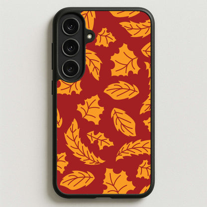 Orange Leaves Pattern Phone Case for Galaxy S25FE