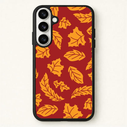 Orange Leaves Pattern Phone Case for Galaxy S26