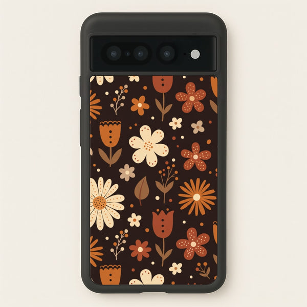 Espresso Folk Blooms Phone Case - Google Pixel 7 Pro / Standard