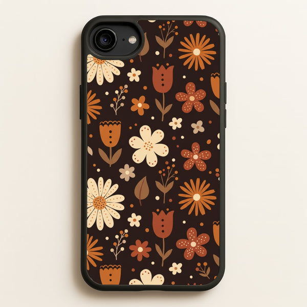 Espresso Folk Blooms Phone Case - iPhone 6 / 7 / 8 / SE / Standard